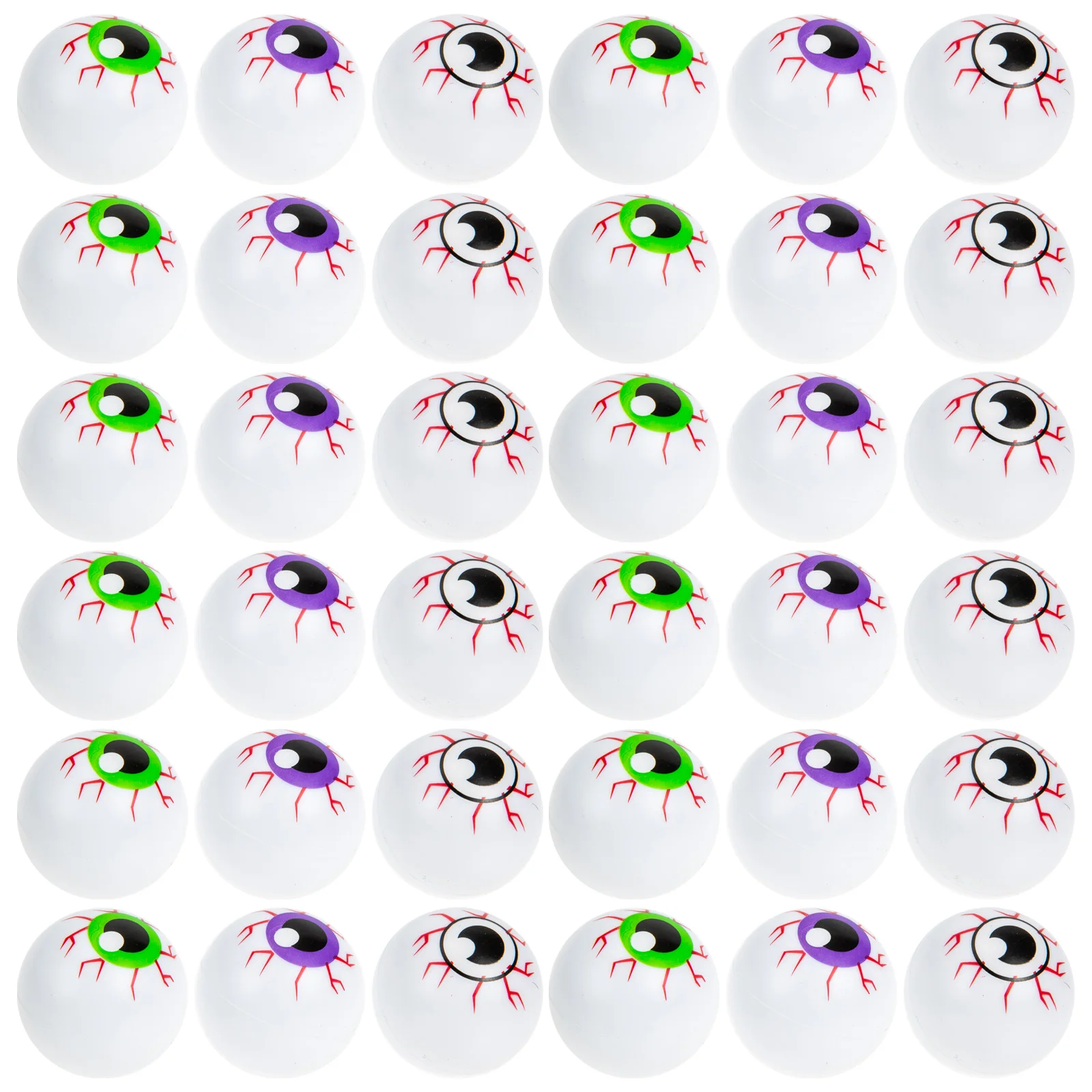 

36 Pcs Hollow Bouncy Eyeballs Fake Plastic Horror Props for Halloween Decor Black Green Purple Scary Party Supplies