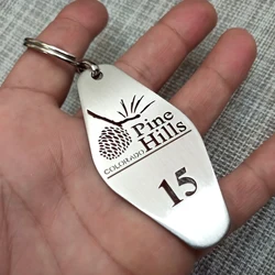 Customized Metal Stainless Steel Hotel Keychain With Logo And Number  room number key plate, wholesale