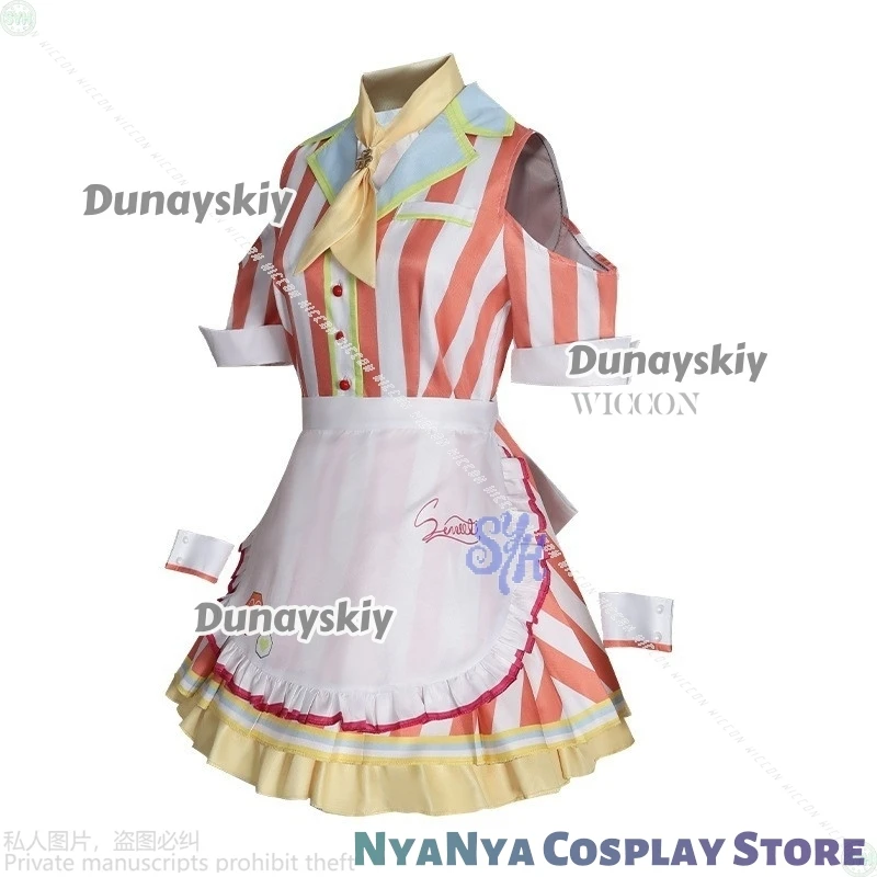 موموي ايري تأثيري لعبة مشروع Sekai أنيمي disfraz مطعم نادلة موحدة Kawaii فستان مخطط خادمة لوليتا هالوين كوس
