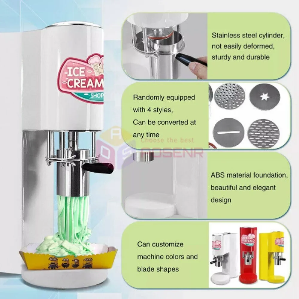 Italian Gelato Spaghetti ice Cream Machine Electric Hard Ice Cream Noodle Making Machine