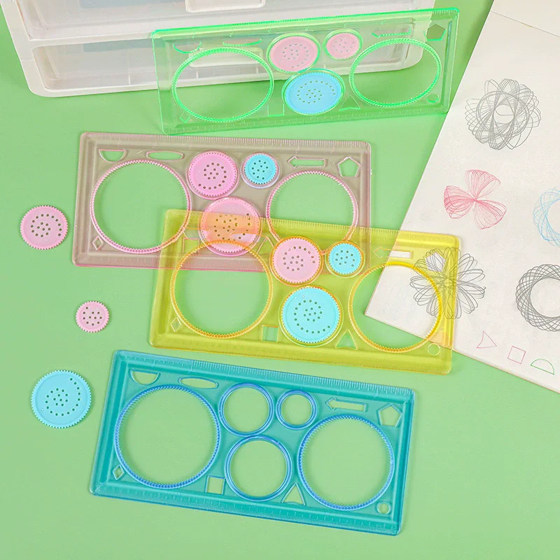 ตลกเรขาคณิต Spirograph Drawing Stencils ชุดสร้างสรรค์เรขาคณิตไม้บรรทัดของเล่นเครื่องมือเด็ก Montessori ของเล่นเพื่อการศึกษาของขวัญ
