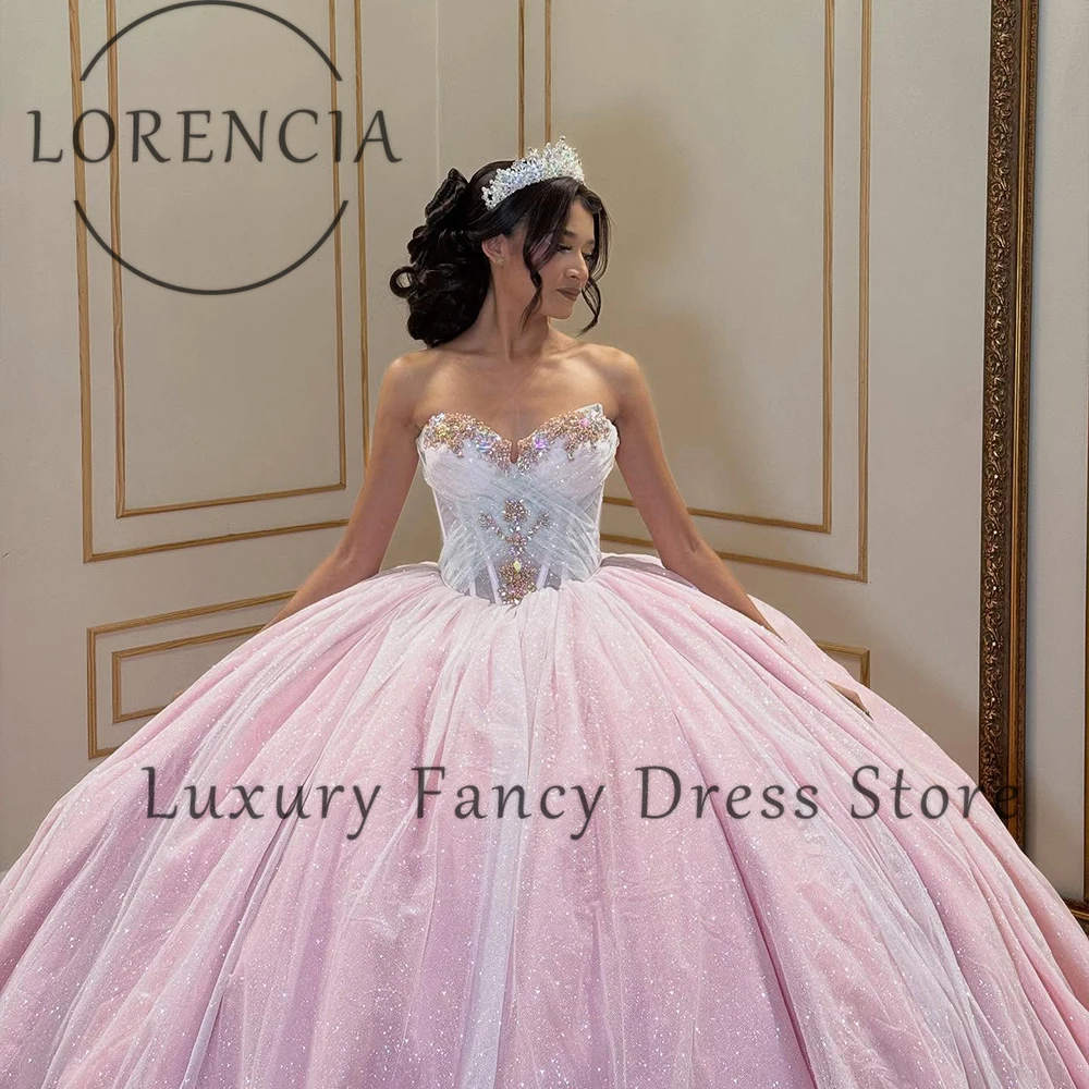 فساتين Quinceanera لامعة للغاية 2025 الأميرة بدون حمالات حلوة 16 فستان حفلة عيد ميلاد مخصص فيستدوس دي 15 سنة 2025