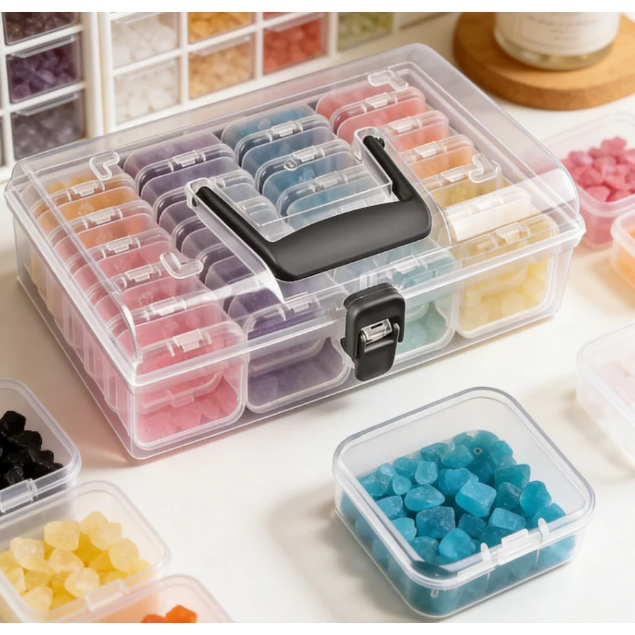 24-Compartment High-Transparency Storage Box — Enlarged, High-Capacity Outer Structure — Dustproof & Portable — Dedicated Organi