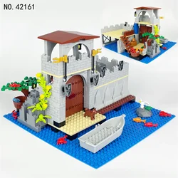 Awesome Creativity Medieval Water Castle Military Bunker Wall Model MOC DIY ​Building Blocks Bricks Enlightenment Toys For Kids