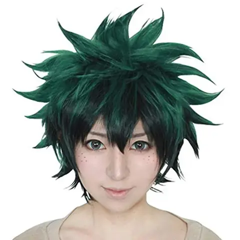 Midoriya Izuku Character Modeling Wig Anime My Hero Academy Male Lead Role Spiky Hair Stage Cosplay Headwear Gradient Short Hair