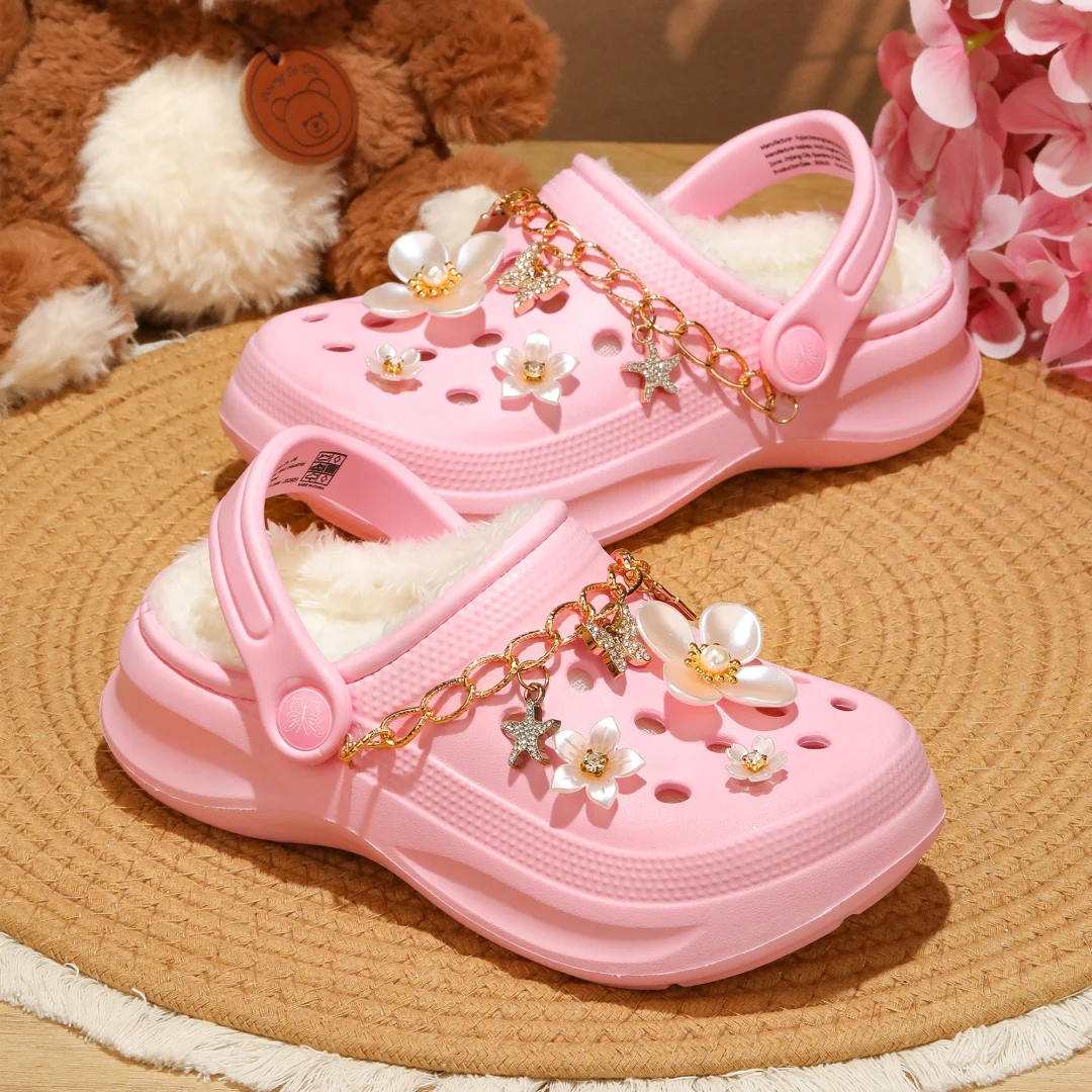 Kinder-Clogs und -Mules mit Fellfutter, leichte Garten-Schuhe mit Baumwollfutter, warme Hausschuhe für Jungen, Mädchen und Kleinkinder, 168. – Detail 10