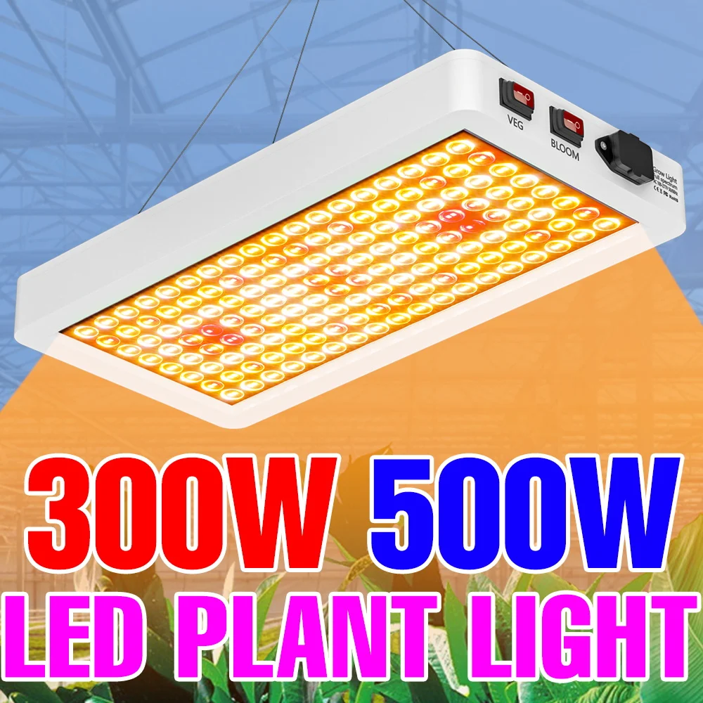 

500W LED Plant Grow Light Full Spectrum Greenhouse Tent Vegetable Potted Cactus Hydroponics Cultivation Lamp IR UV Fill Lighting