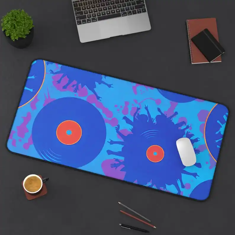 

Retro Vinyl Record Pattern Mousepad,Music Office Decorative Pad,Non-Slip Waterproof Gaming Deskmat,perfect Gift for Music Lovers
