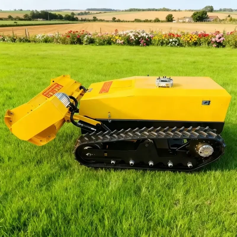 High Quality Electric Remote Control Lawn Mower Tracked Self Propelled Mountain Slope Shrub Clearing Electric Lawn
