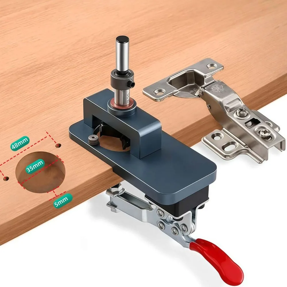 Aluminum Alloy 35mm Concealed Hinge Drilling Guide Jig Set Hinge Hole Opening Template Punch Positioner