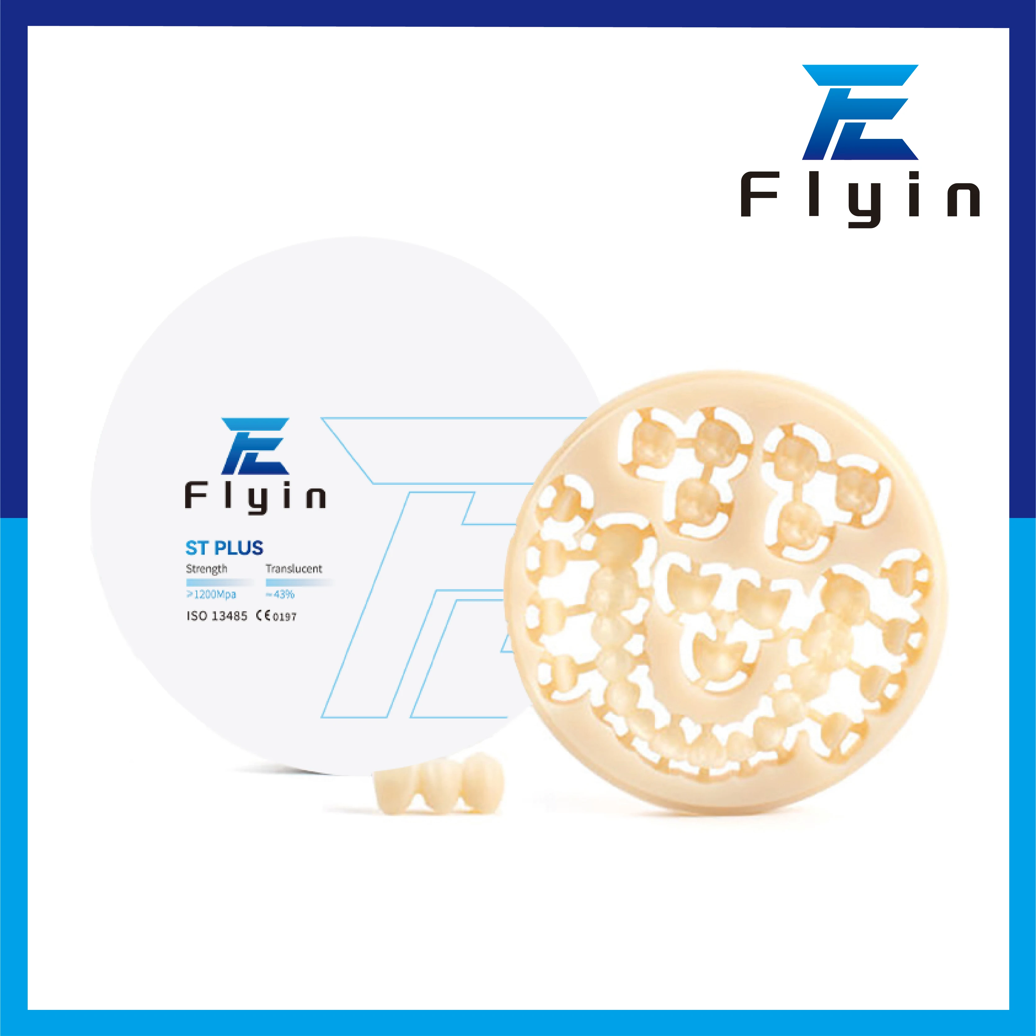 FLYIN-ST PLUS de Zirconia Dental, bloque de circonita supertranslúcida, Cad/Cam, color blanco