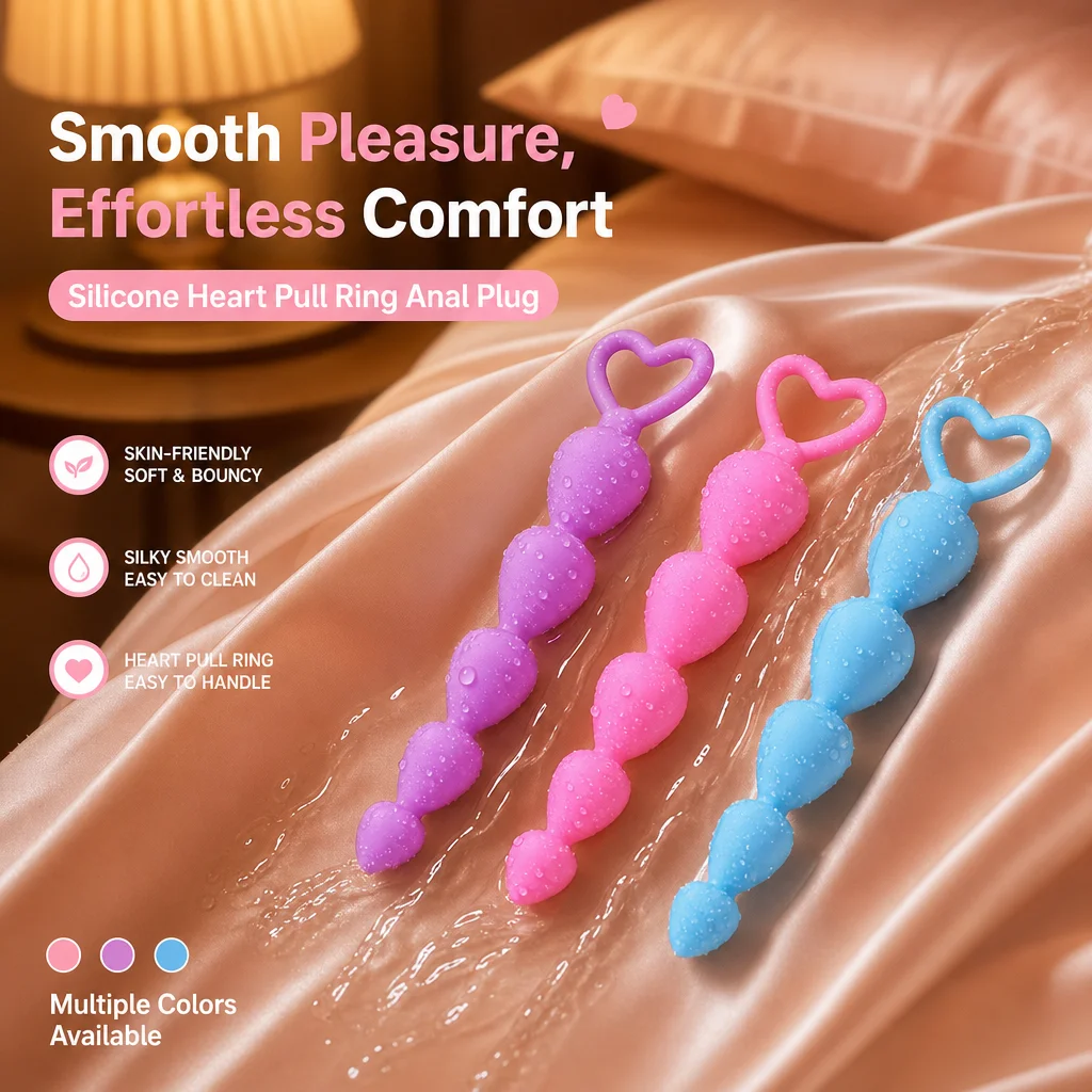 Yingfeini Silicone Beaded Anal Plug, Six‑Peach‑Shaped Anal Plug for Men and Women, Couples Adult Erotic Sex Toys view 3