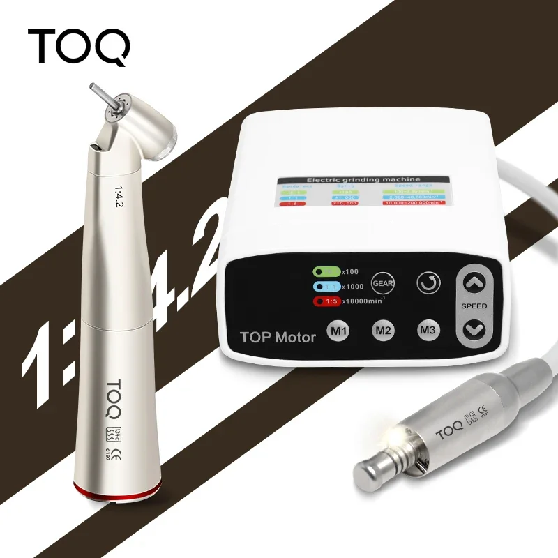 Brushless LED micro motor With 1:4.2 Increasing LED Fiber Optic Contra Angle Dentist 45° Low Speed Handpiece Kit