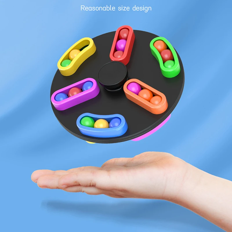 Kids Rolling Ball Labyrinth Maze Game Rotating Magic Beans Fidget Spinner Rotate Gyro Toys Slider Bead Balance Game Antistress