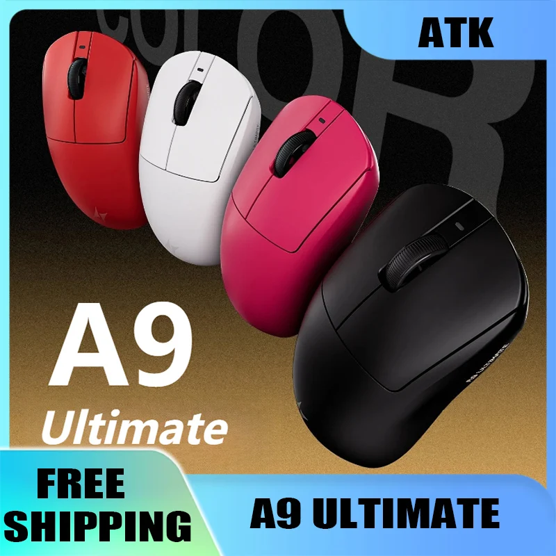 

Новая мышь ATK Dragonfly A9 Ultimate с ультра низкой задержкой, 2,4 г, 8 кГц, частота заката, беспроводное нано-ледяное покрытие, ультра-датчик Pixart3950