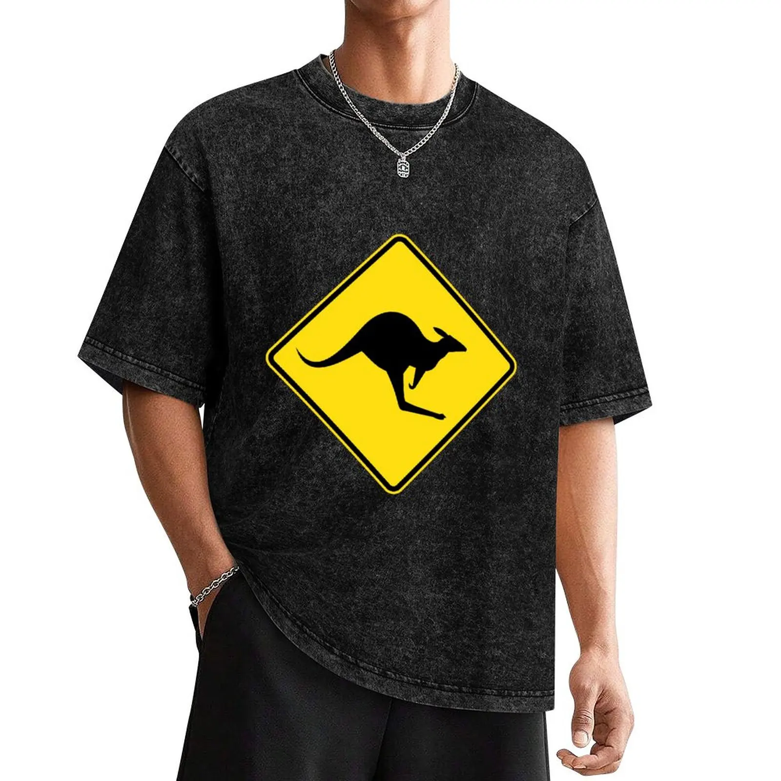 

Australian Kangaroo Roadsign T-Shirt oversized graphic tee new edition heavy weight t shirts for men