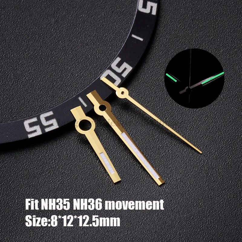 Silver Needles NH35 NH36 Watch Aiguille Hands C3 Super Lume Pointer Baton Style Datejust Hands Polished for Automatic Movement