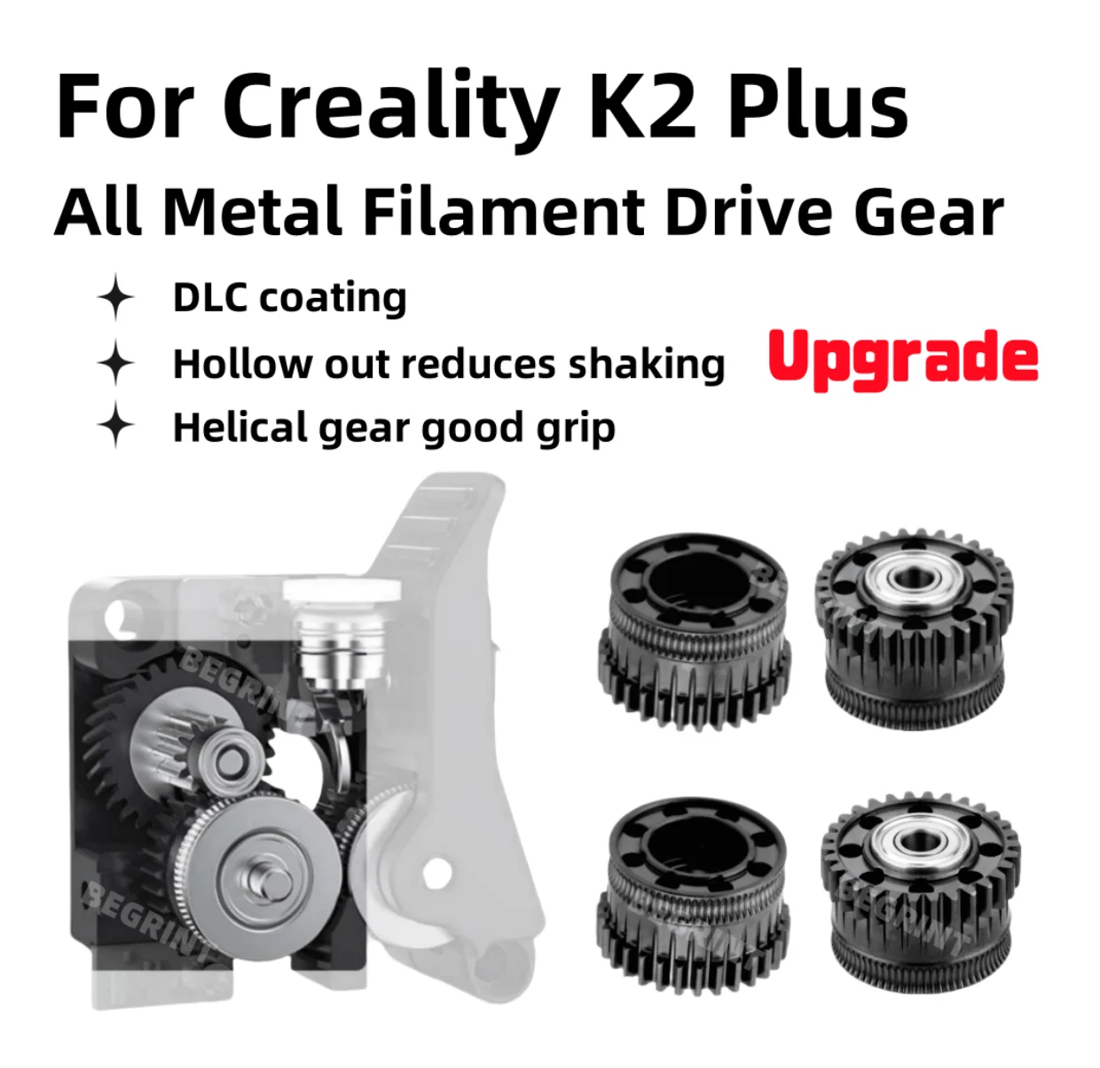 For Creality K2 Plus Extruder All Metal Filament Drive Gear For Creality K2 Plus Nickel Plated DLC Coating High Hardness Wear