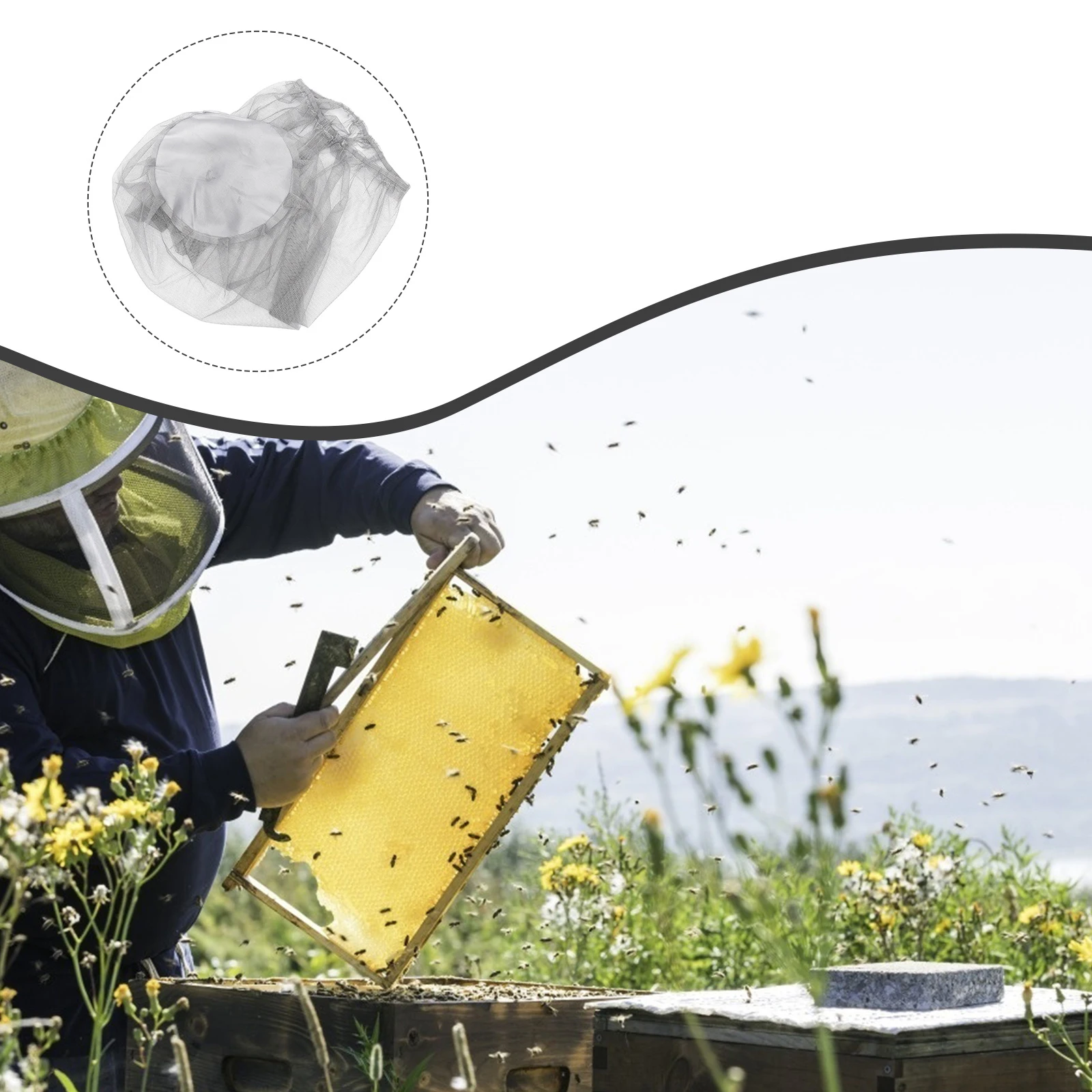 

2 Pcs Mosquito Hat Outdoor Head Cover Beekeeping Net Veil Mesh Fishing Grey Cap