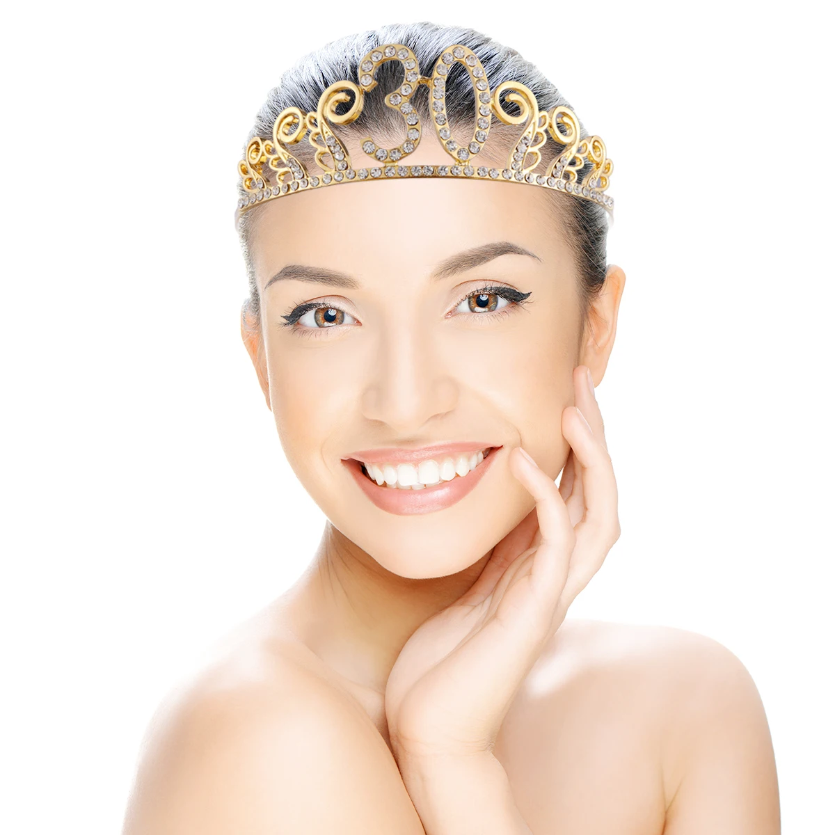 

Birthday Crown Hair Comb Tiara Rhinestone Queen Golden Crystal Clear Shining Accessory Gift Elegant Design Anti Rust Nickel Free