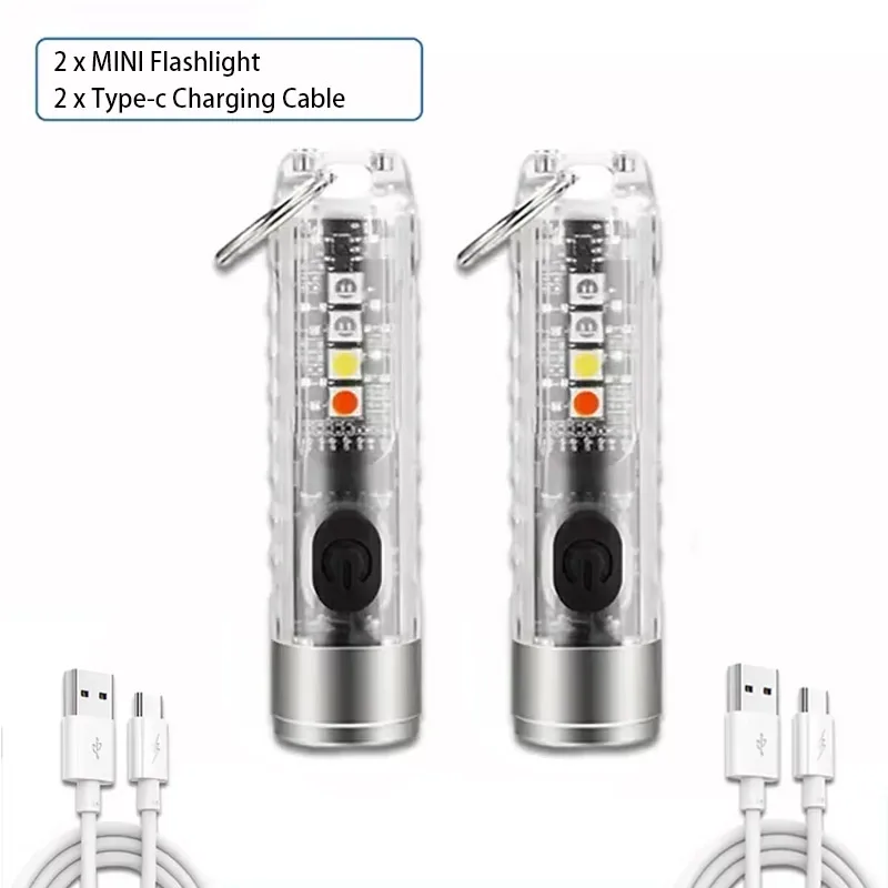 Multifunktions-Mini-EDC-LED-Taschenlampe tragbare Schlüssel bund Licht Magnet fackel USB wiederauf ladbare UV-Lampe Notfall Camping Laterne