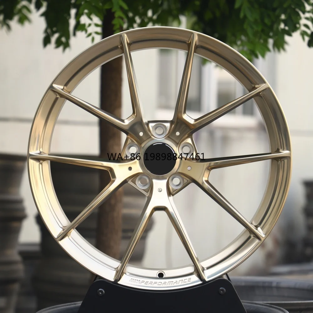 

New Design 17 18 19 20 Inch 1 Piece Multi Spoke Forged Aluminum Alloy Satin Gold Concave Car Wheel Rims for Luxury Car