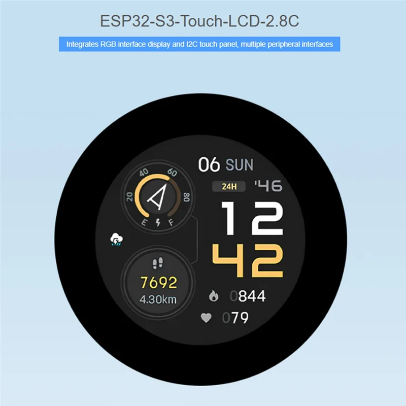 ESP32-S3 2.8Inch Capacitive Touch Round Display Development Board, 480X480, Supports Wifi&Bluetooth,ESP32 With Display