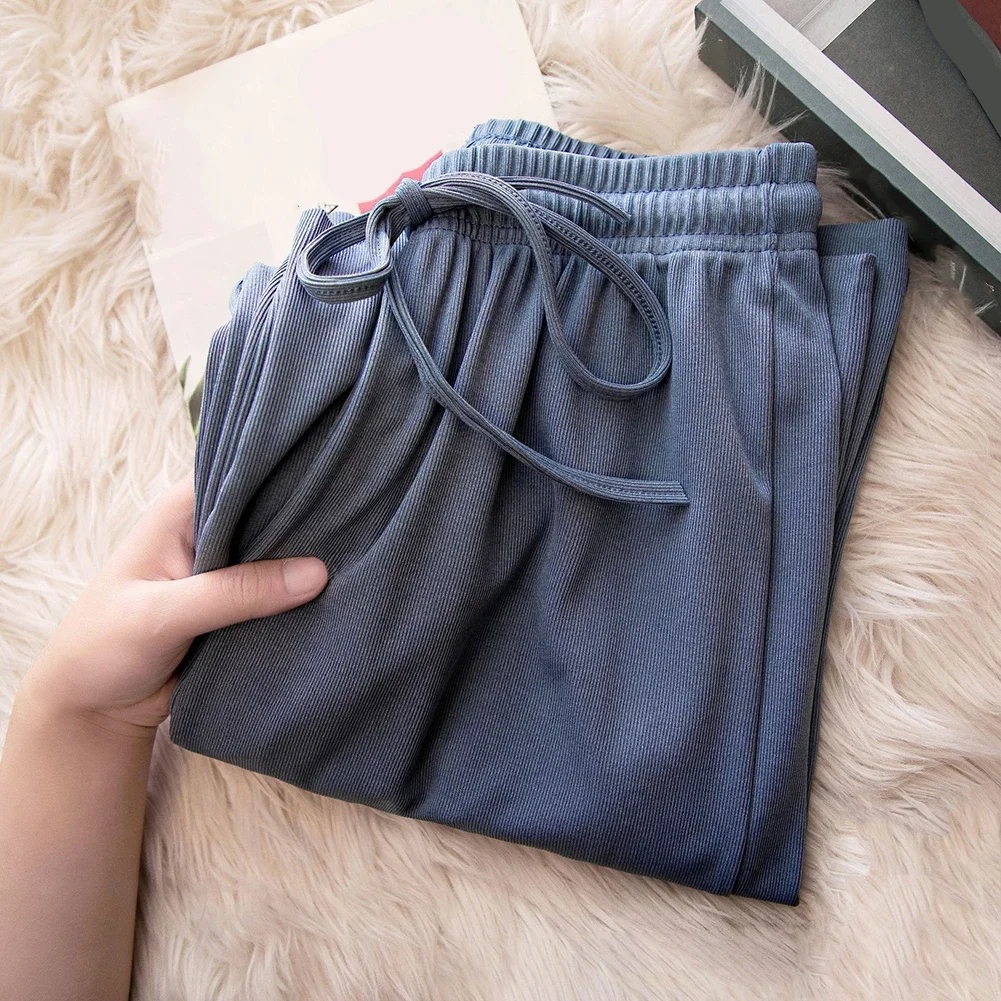 Casual Outing Black High Waist Trousers Loose Casual Pants Brand New Condition Polyester Fabric Slight Elasticity