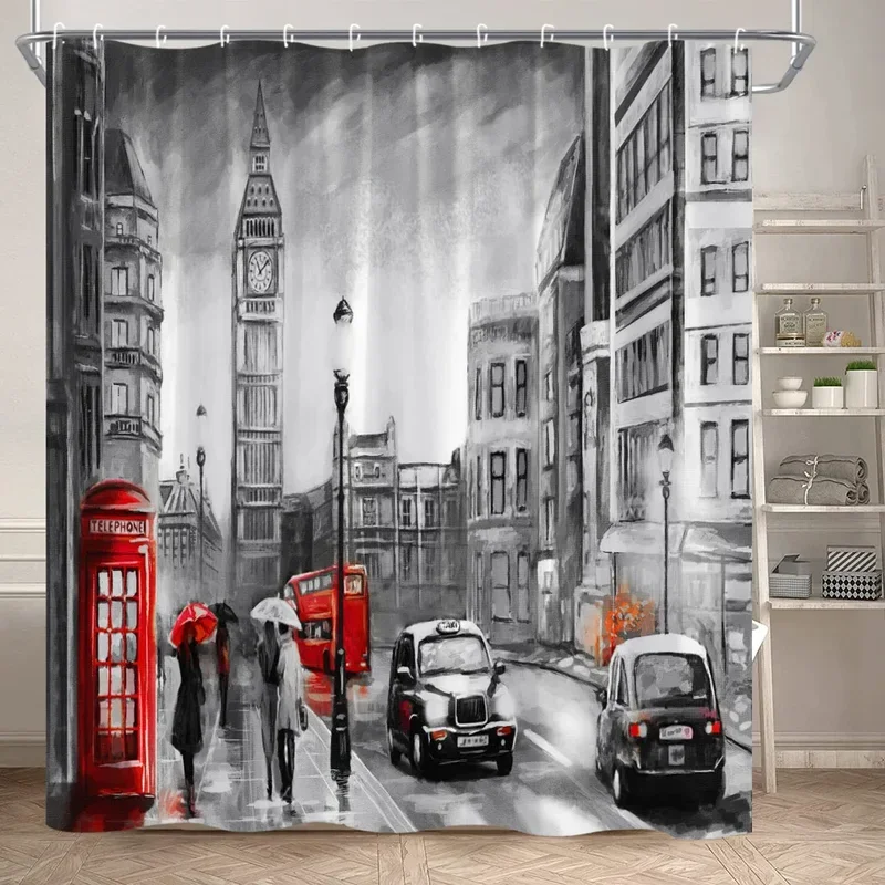 Urban Architecture Shower Curtain New York City Center Architectural Landscape Bathtub Partition Polyester Fabric Bathroom Decor