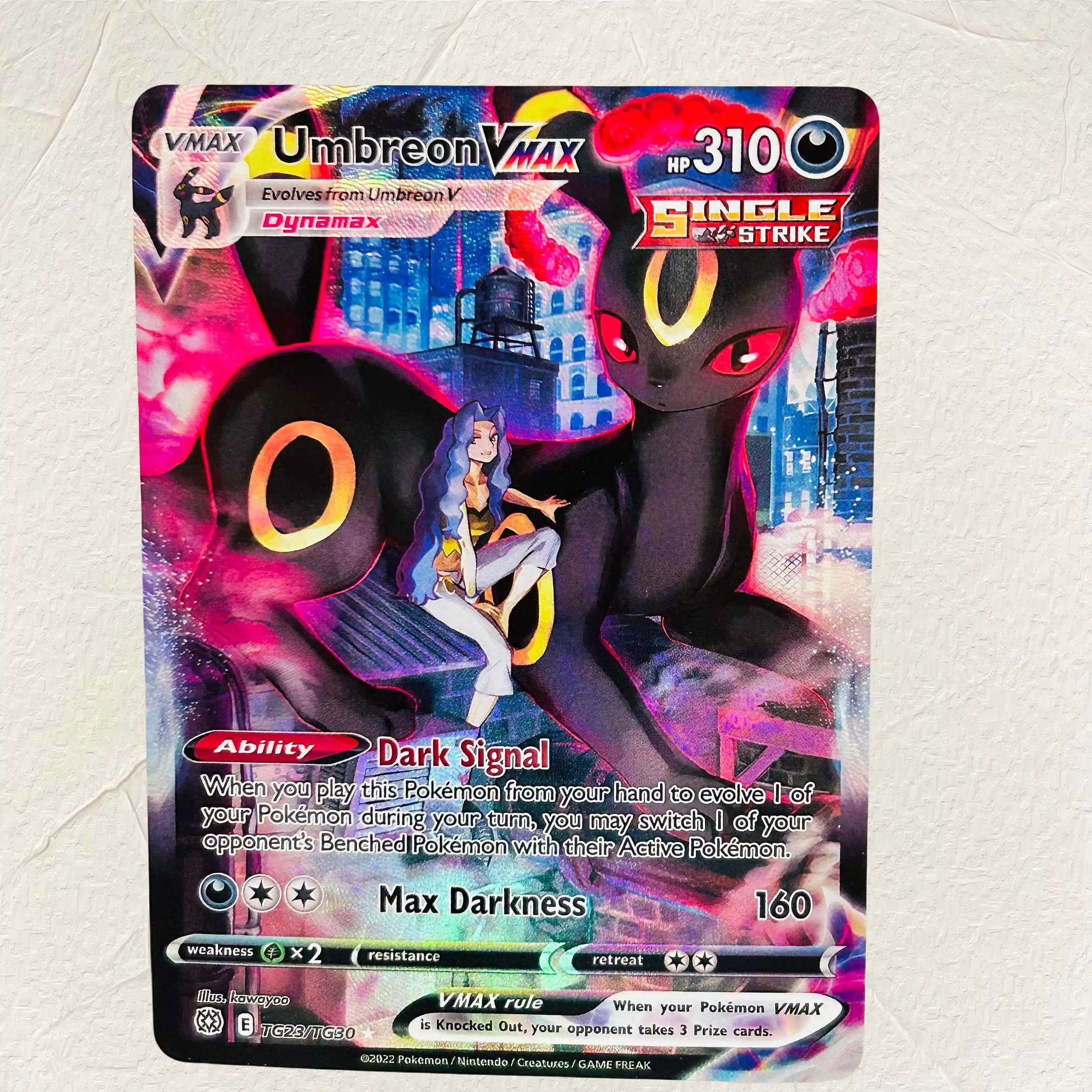 

DIY Pokemon Umbreon VMAX TG23/TG30 Holographic Texture Cards English Version Perfect Condition Classic Anime Collectible TCG