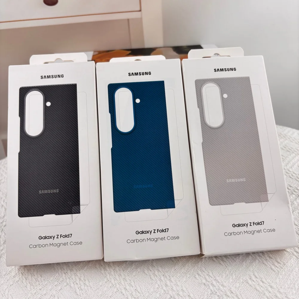 Samsung Galaxy Z Fold7 Fold 7 Carbon Magnet Case Magnetic Absorption Hard Protective Cover &2Pcs Tempered Glass Screen Protector