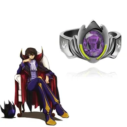 Anime Code Geass Purple Gemstone Metal Ring Opening Adjustable Black Knight Zero Rings Cosplay Props Jewelry Accessory Gifts