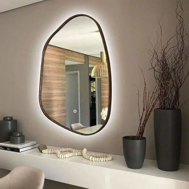 

Cute Irregular Decorative Mirrors Light Bathroom Vintage Makeup Decorative Mirror Luxury Circle Decorazioni Casa Decoration Home