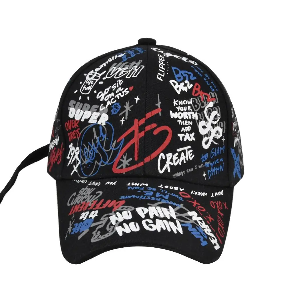 Afdrukken Graffiti Graffiti Baseball Cap Letter Geometrie Persoonlijkheid Hip Hop Baseball Cap Verstelbare Casual Hoeden