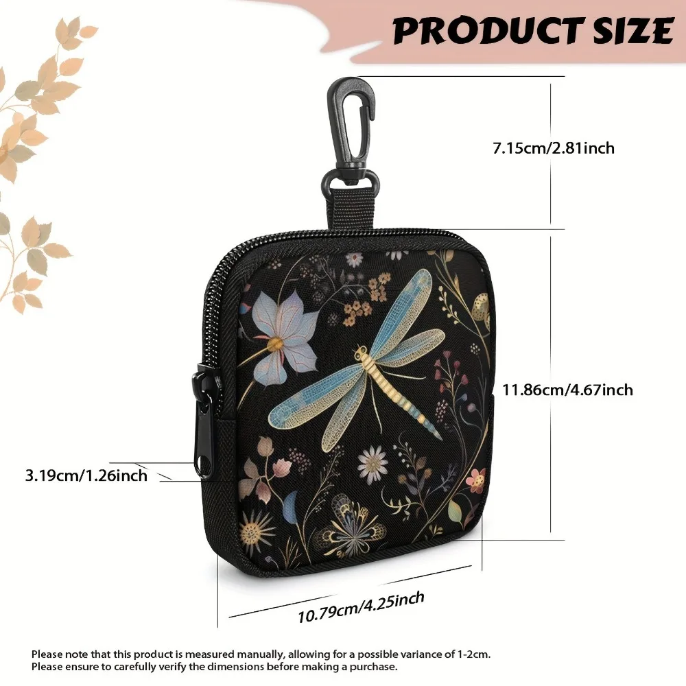 New Mini Coin Purse Lightweight Dragonfly Heart Print Earphone Bag Durable Portable Trendy Wallet Friends gift