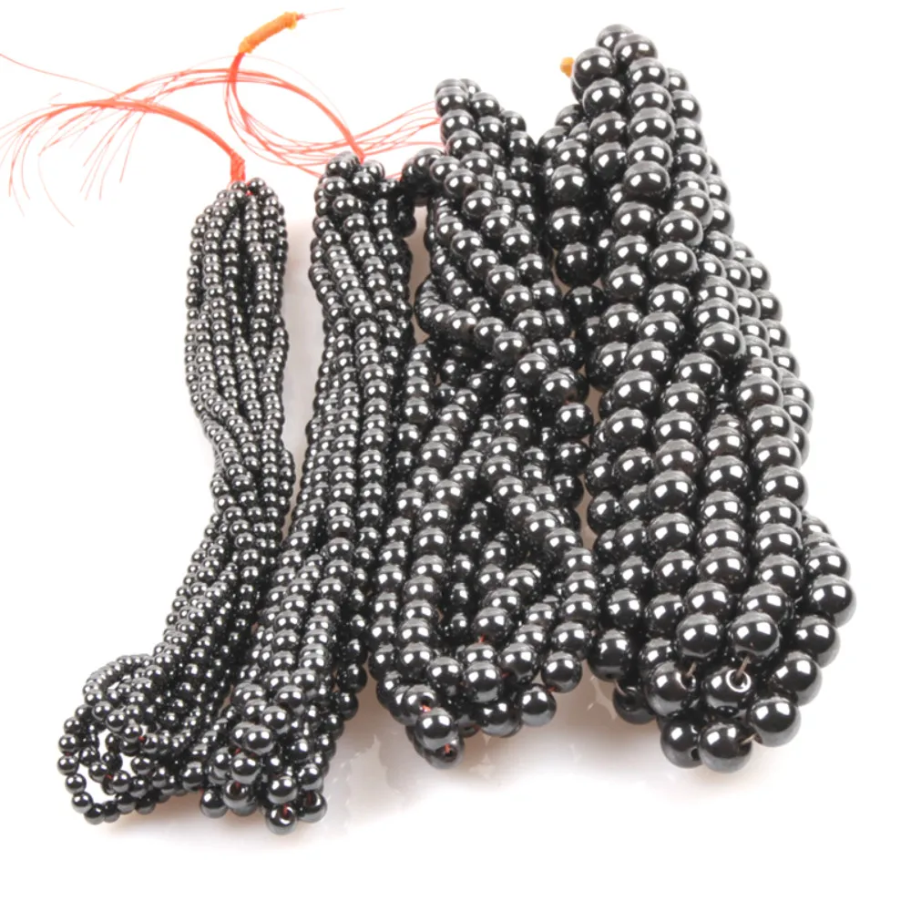 Natural Stone Magnetite Loose Beads Strand Magnetic Black Gallstone Beads for Jewelry Making DIY Bracelet Necklace Accessories