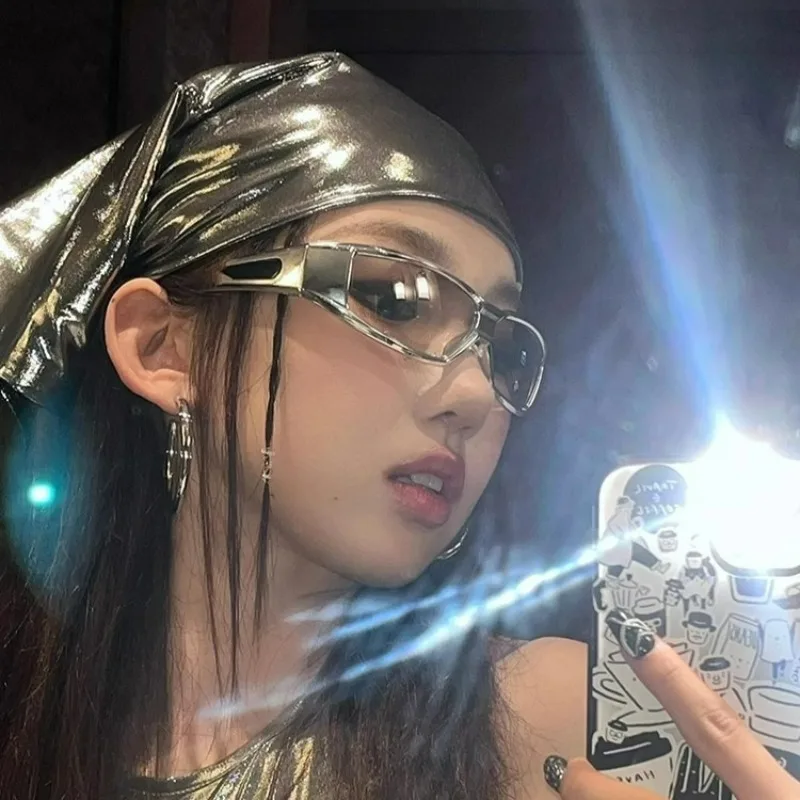 

Y2K Silver Liquid Hair Scarf Hip Hop Soft Wrap Laser Color Hair Band Slender Scarf Hip Hop Headband Punk Bandana Girls