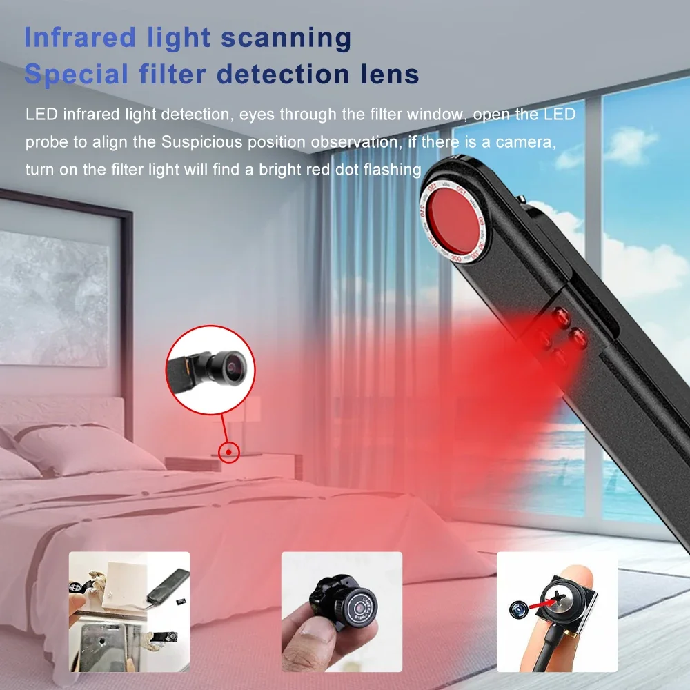 T01 GPS Infrared Light Detection Multi-function Camera Detector 2.4G Signal Detection Full Frequency Band 6 Levels of Intensity