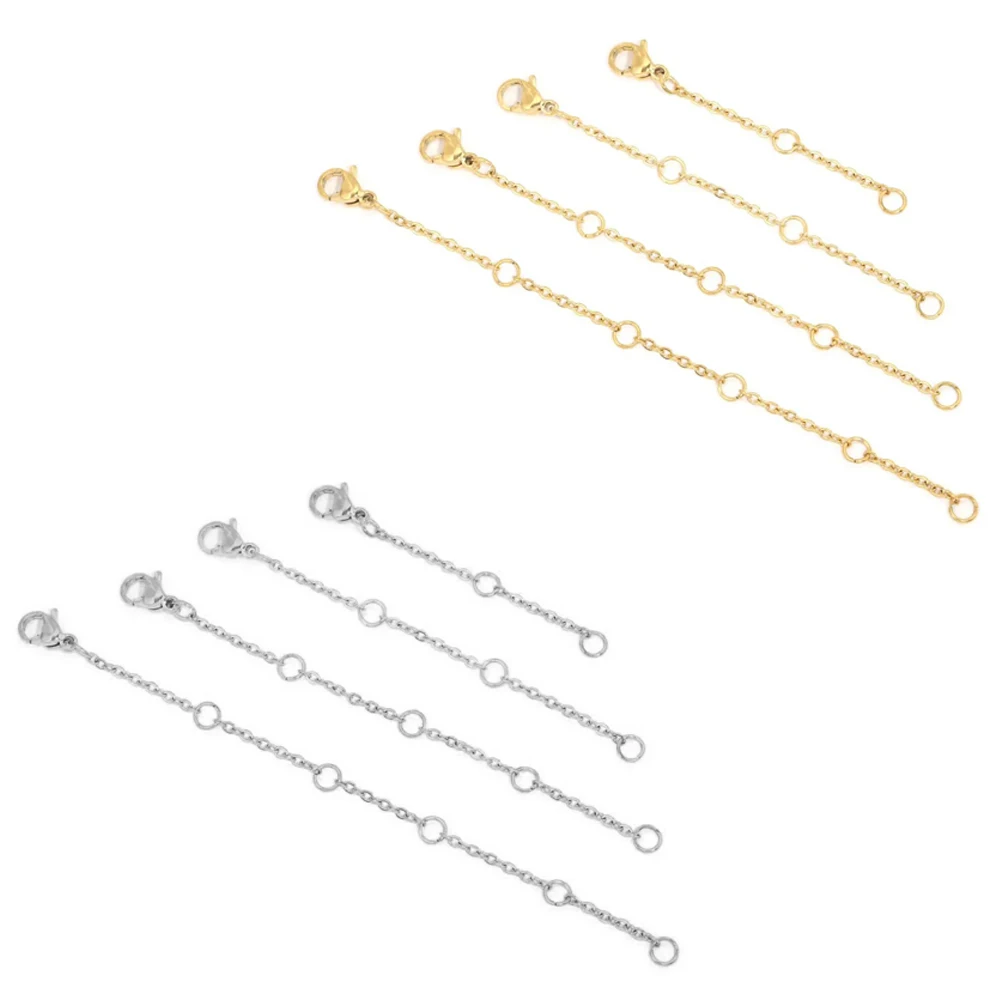 10pcs Stainless Steel Extension Extended Tail Chain Lobster Clasps Connector DIY Jewelry Making Findings Bracelet Necklaces