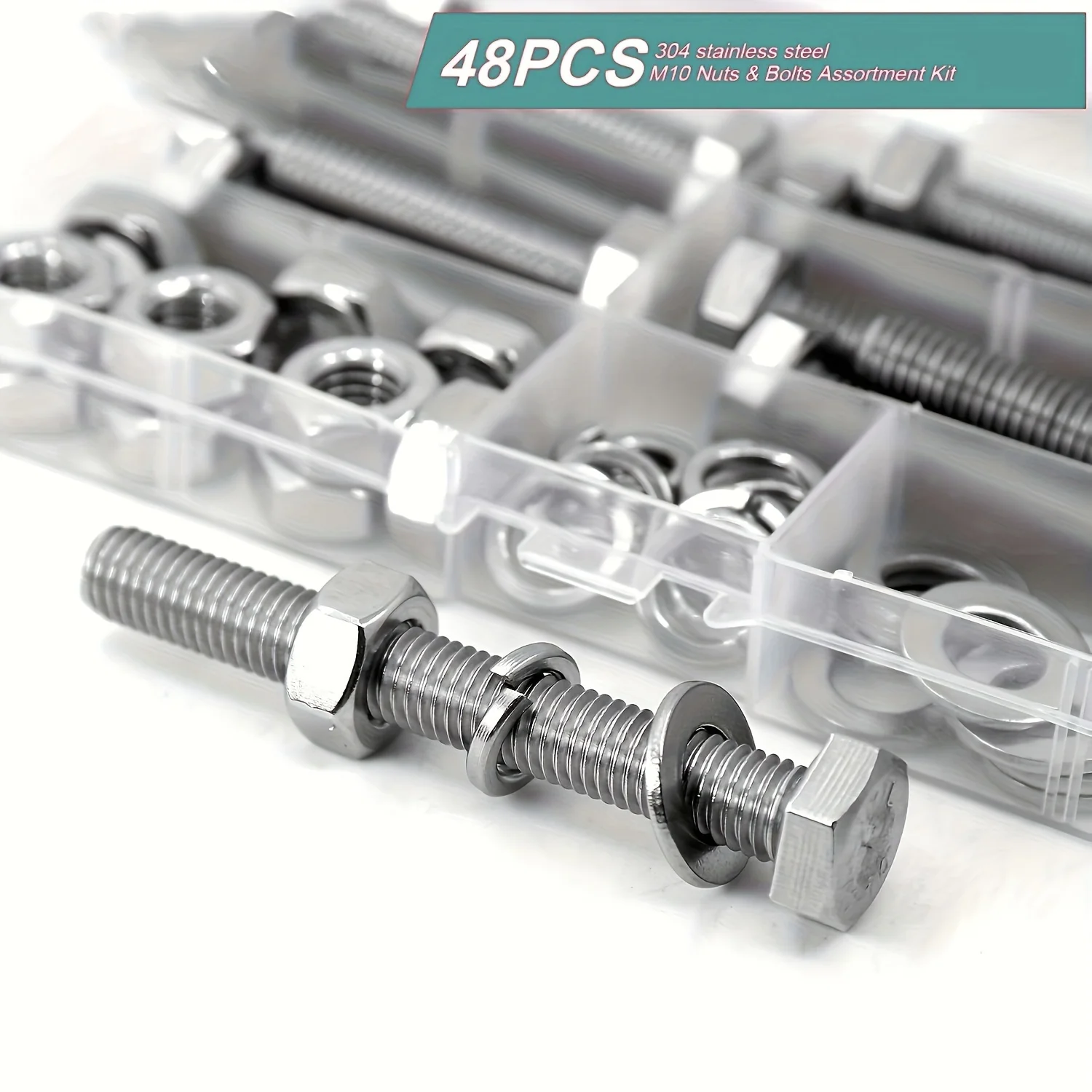 M6 M8 M10 Heavy Duty Bolts and Nuts Assortment Kit, 304 Stainless Steel, Includes 8 Most Common Sizes
