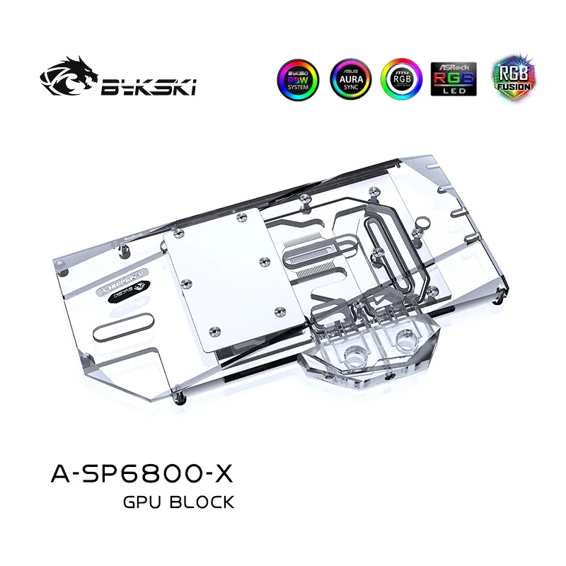 Bykski Water Block Use for  Sapphire Radeon RX 6800 Nitro+  GPU Card / Full Cover Copper Radiator Block /A-SP6800-X