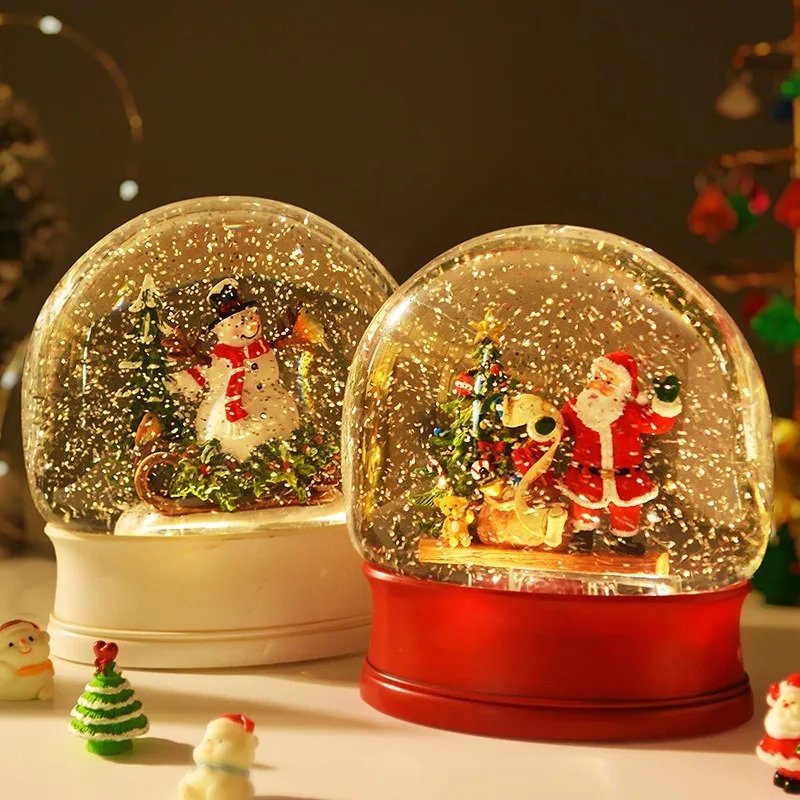 Snow Globe Music for Girls Christmas Birthday Gift with LED Light Rotating Ballerina Musical Box Decorative Present for Kids