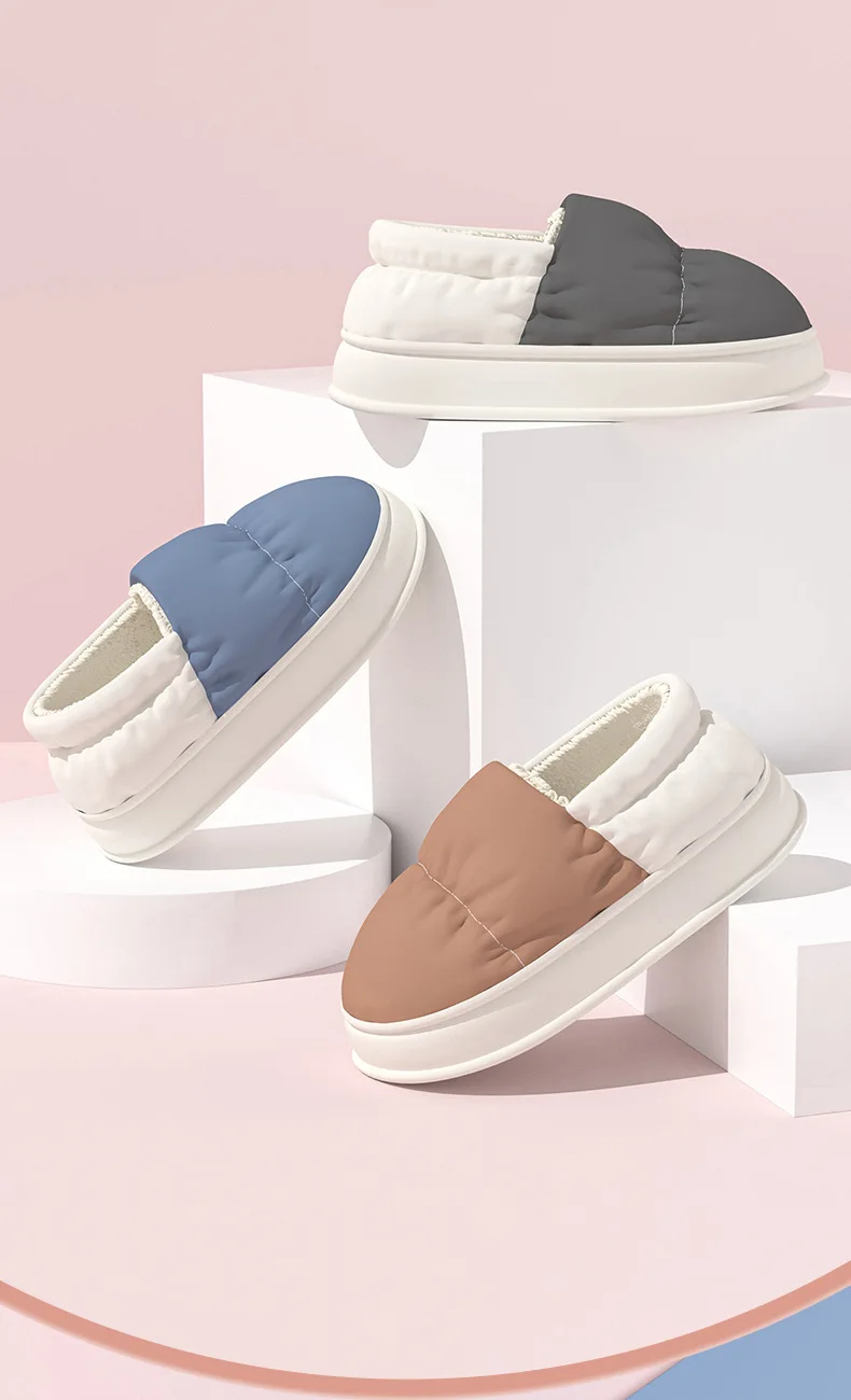 Shevalues Winter Flauschige Damen-Hausschuhe, Slip-On-Baumwoll-Slides, Plüschfutter, Warme Heim-Slides, Pelzige Plattform, Gemütliche Damen-Hausschuhe – Detail 3