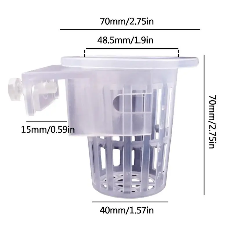 Taza para plantas de acuario, soporte para plantas acuáticas de 2 piezas con agujeros, maceta transparente para pecera