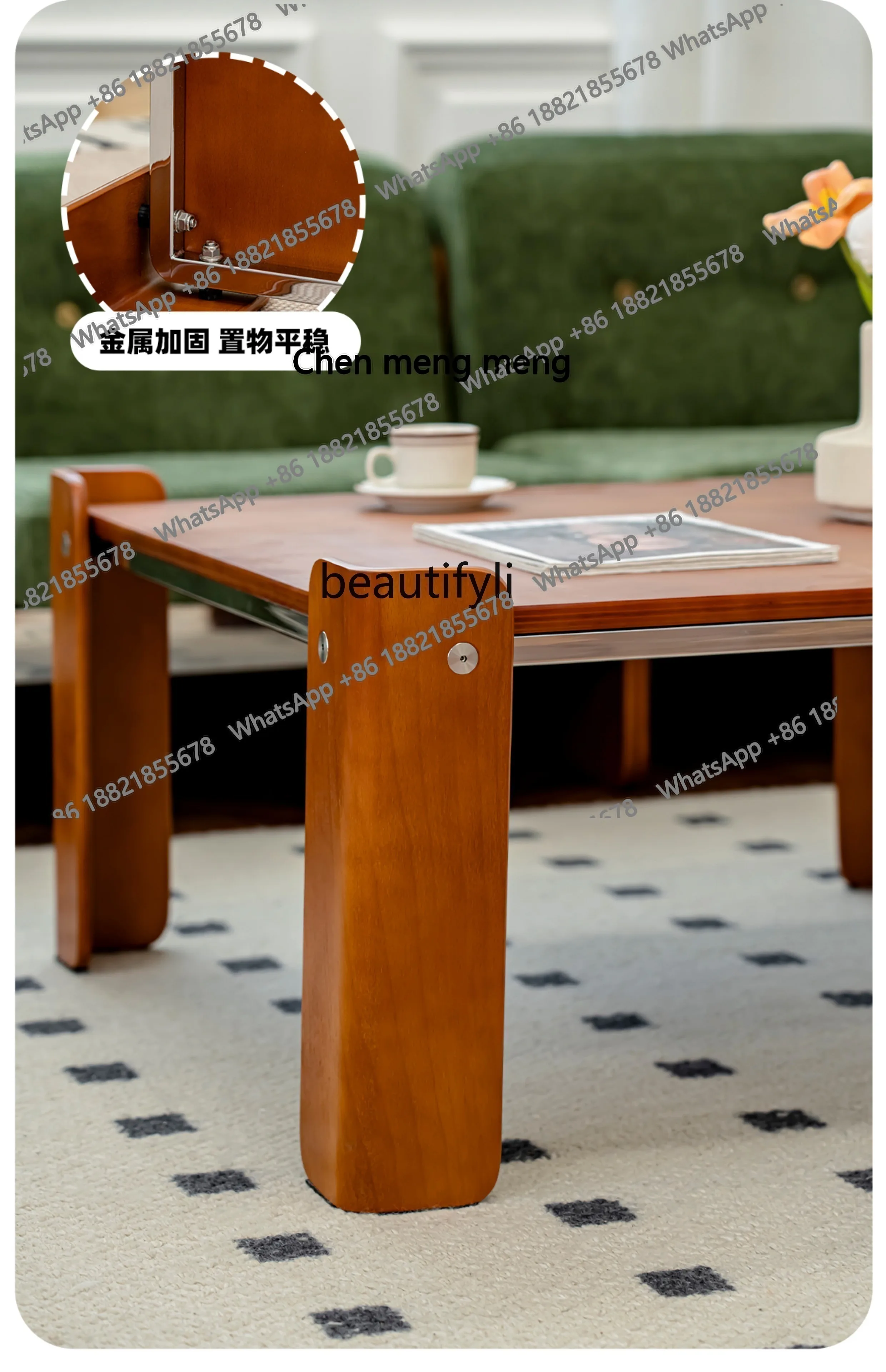 Retro light luxury coffee table designer household sofa tea table  small apartment balcony corner table H