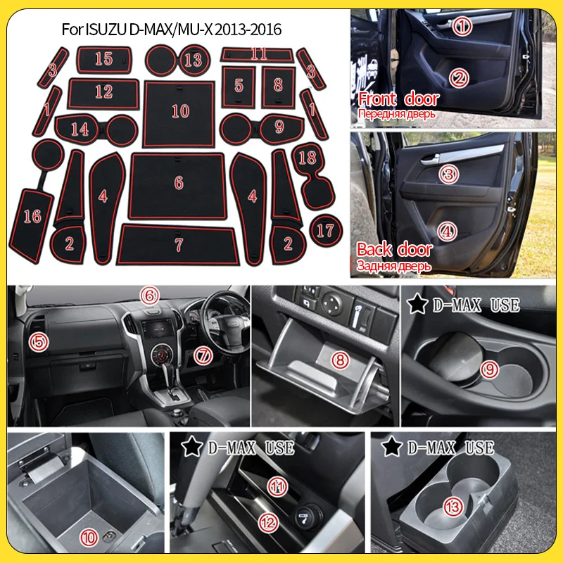 Car Door Slot Gasket For ISUZU D-MAX/MU-X 2013-2016 Silicone Anti-dirty Water Proof Tools Non-slip Coaster Interior Accessories 3