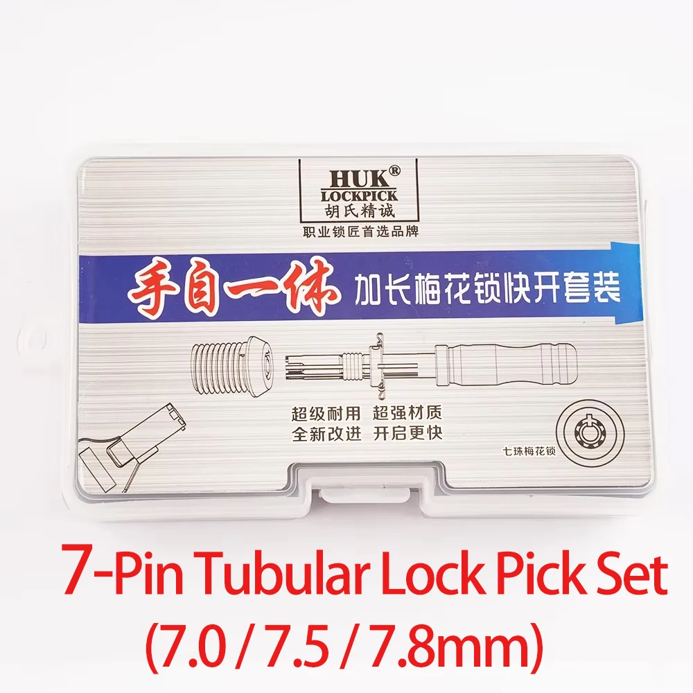 HUK Professional 7-Pin Tubular Lock Pick Set (7.0/7.5/7.8mm) - High-Strength Extended Tools for Vending Machines & Safes