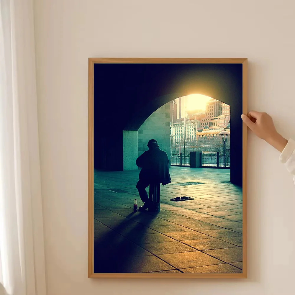 غير المؤطرة خمر قماش طباعة نوير الجمالية جدار الفن الظل السينمائي التصوير المزاج المناظر الطبيعية الحضرية ملصق الفيلم الداكن أنيقة #3
