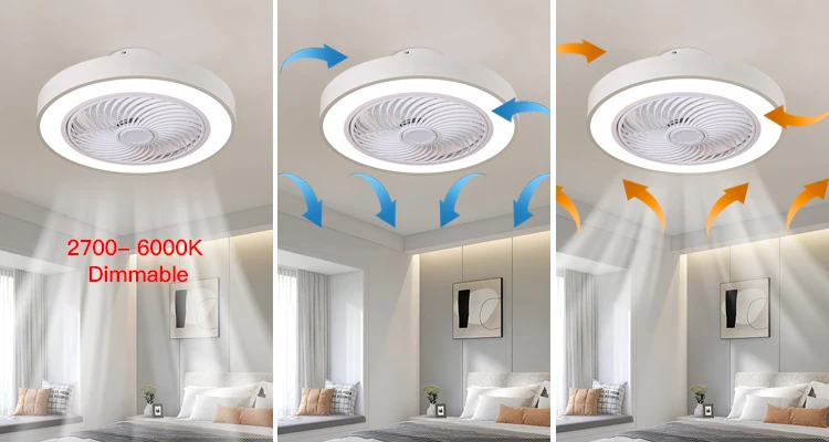 보이지 않는 북유럽 LED 조명 램프, 거실 어린이 침실 천장 선풍기 램프, 110V, 220V