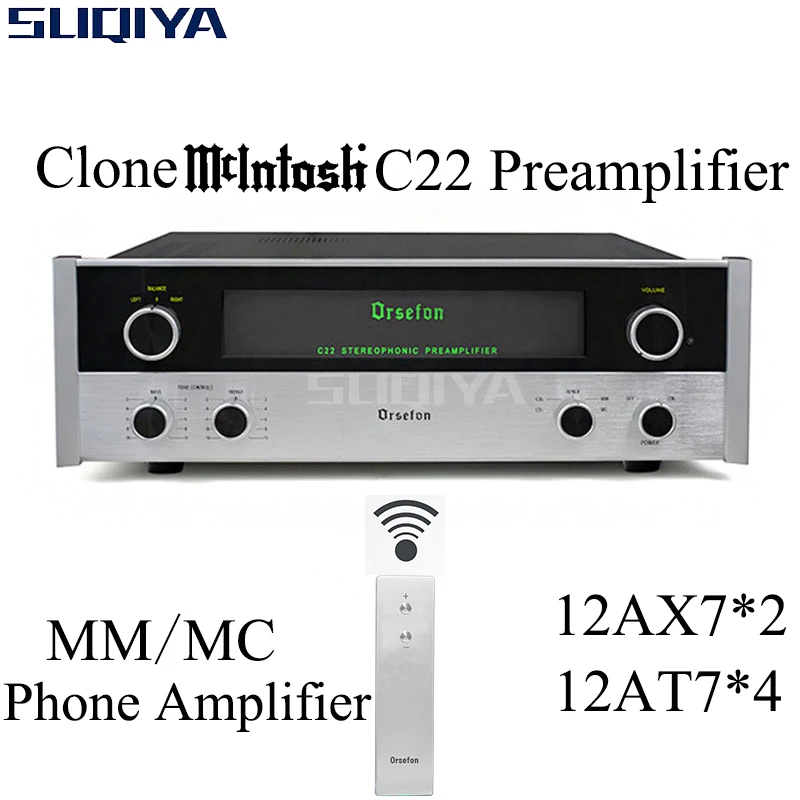 

SUQIYA-2.0 Channel Vacuum Tube Preamp Mm Mc Phono Tube Preamplifier 1:1 Copy Mcintosh Line Classic C22 With Remote Control